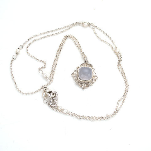 simply elegant, multi length necklace,blue chalcedony, sterling. handmade by anna biggs, delaware