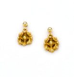 14kt gold filigree,handmade tiny drop post earrings