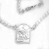 Bunny Moon and Clock Double sided Necklace